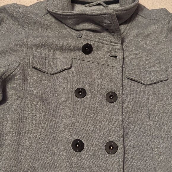 HURLEY X grey double breast BUTTON UP high collar JACKET SIZE L - Picture 4 of 7